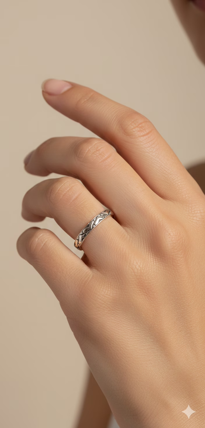 anillo corazones – plata de ley 925 con textura artesanal