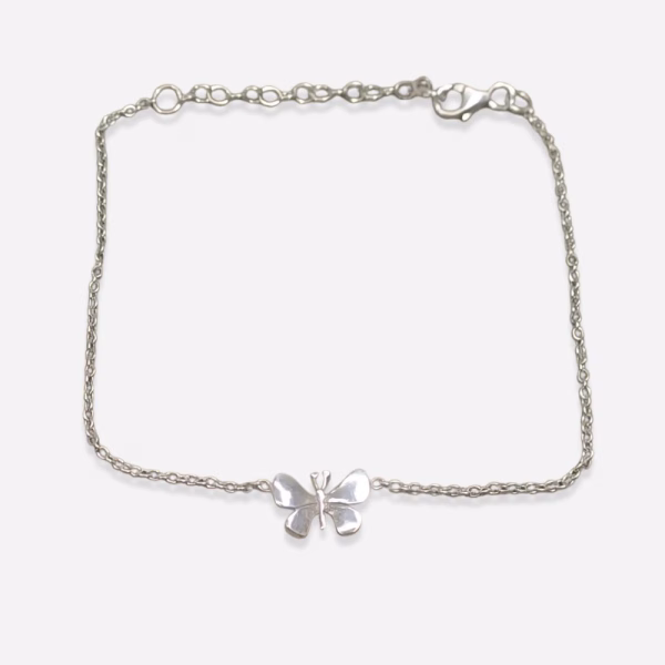 pulsera de plata de ley de mariposa
